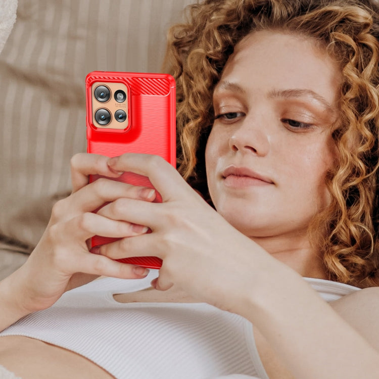 For Motorola Edge 50 Carbon Fiber Brushed Texture TPU Phone Case(Red) - free shipping - PMC TechLife - Order now!