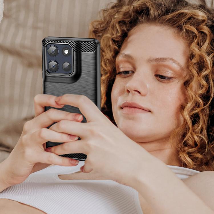 For Motorola Moto G86 5G Carbon Fiber Brushed Texture TPU Phone Case(Black) - free shipping - PMC TechLife - Order now!