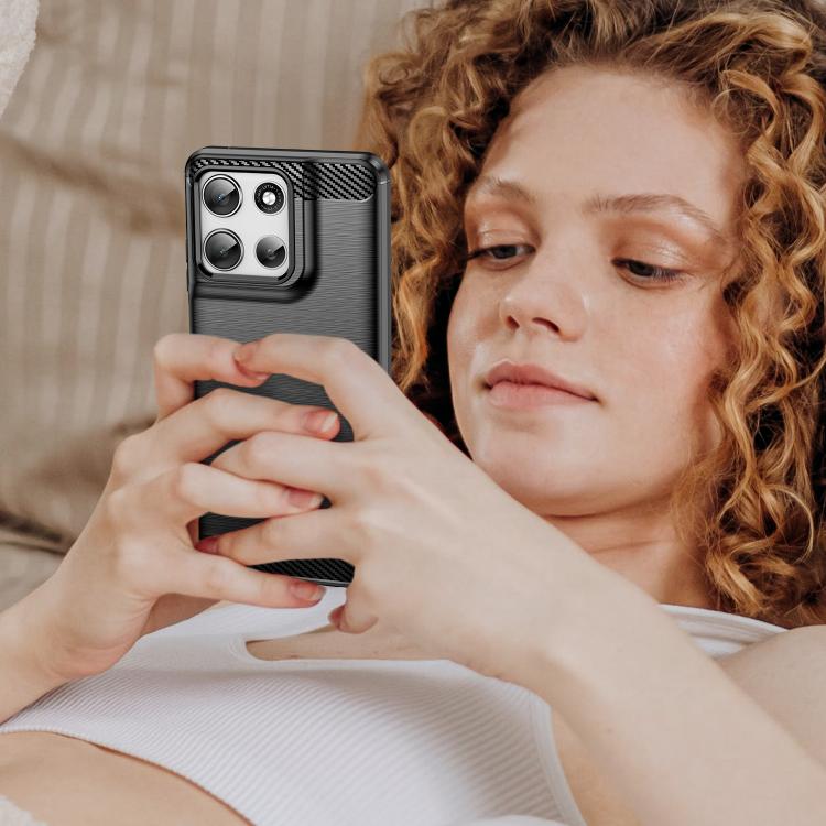 For Motorola Moto G66y 5G Carbon Fiber Brushed Texture TPU Phone Case(Black) - free shipping - PMC TechLife - Order now!