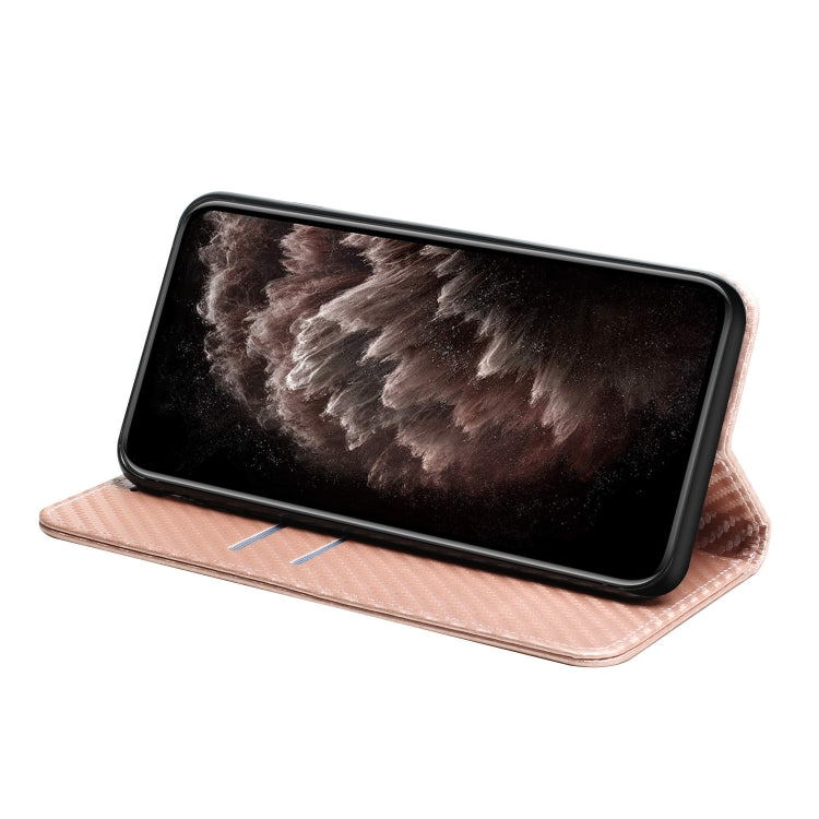 For Xiaomi Redmi 13C Carbon Fiber Texture Flip Holder Leather Phone Case(Rose Gold) - 13C Cases by PMC TechLife | Online Shopping South Africa | PMC TechLife | Buy Now Pay Later Mobicred
