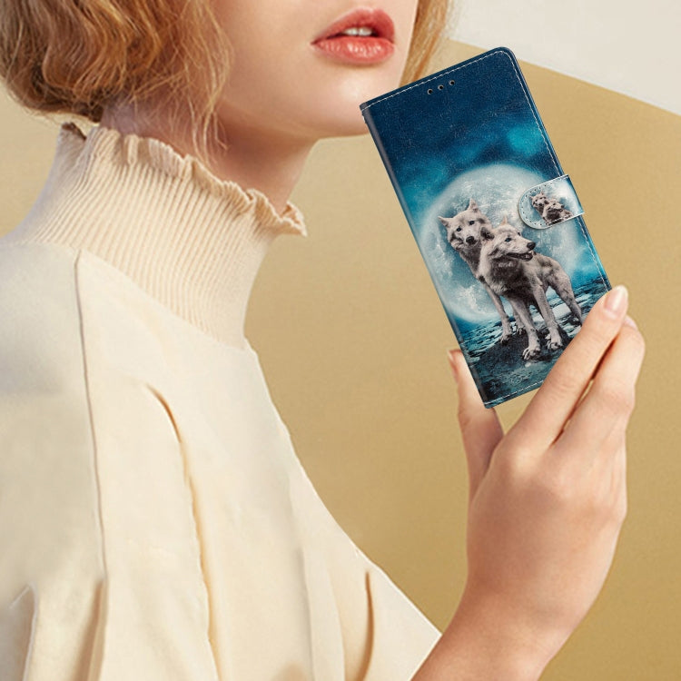 For Blackview A53 Pro Colored Drawing Leather Phone Case(Twin Wolves) - More Brand by PMC TechLife | Online Shopping South Africa | PMC TechLife | Buy Now Pay Later Mobicred