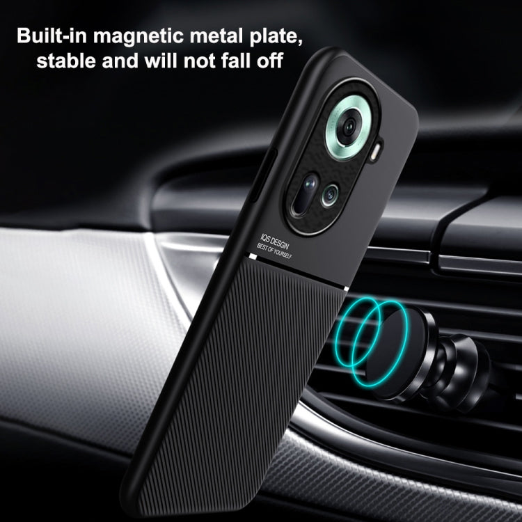 For OPPO Reno11 5G Global Classic Tilt Strip Grain Magnetic PC Hybrid TPU Phone Case(Blue) - OPPO Cases by PMC TechLife | Online Shopping South Africa | PMC TechLife | Buy Now Pay Later Mobicred