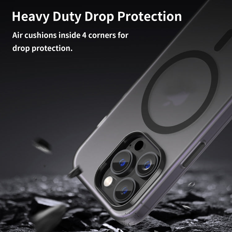 For iPhone 16 Pro Max MagSafe Frosted Translucent TPU + PC Full Coverage Phone Case(Black) - free shipping - PMC TechLife - Order now!