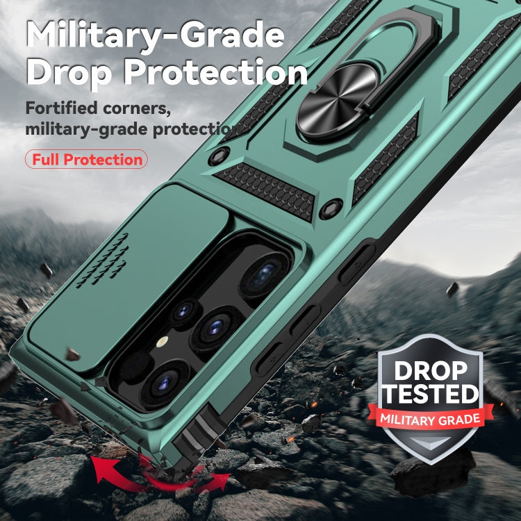 For Samsung Galaxy S24 Ultra 5G Sliding Camshield Holder Phone Case(Dark Green) - Galaxy S24 Ultra 5G Cases by PMC TechLife | Online Shopping South Africa | PMC TechLife