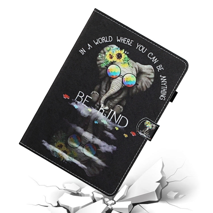 For Lenovo Tab M11/ Xiaoxin Pad 11 2024 Coloured Drawing Stitching Smart Leather Tablet Case(Glasses Elephant) - Lenovo by PMC Jewellery | Online Shopping South Africa | PMC Jewellery | Buy Now Pay Later Mobicred