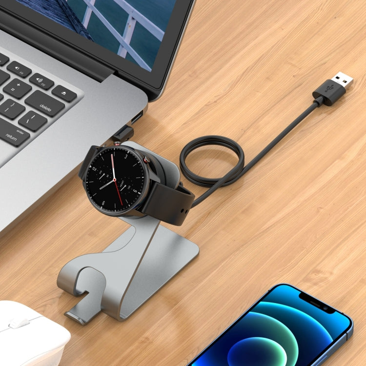 For Amazfit Bip 5 Unity A2324 Portable Magnetic Aluminum Alloy Charger Holder(Grey) - Charger by PMC TechLife | Online Shopping South Africa | PMC TechLife | Buy Now Pay Later Mobicred