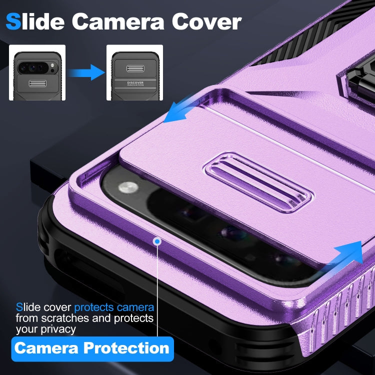 For Google Pixel 9 Pro XL Sliding Camshield Holder Phone Case(Purple) - Google Cases by PMC TechLife | Online Shopping South Africa | PMC TechLife | Buy Now Pay Later Mobicred