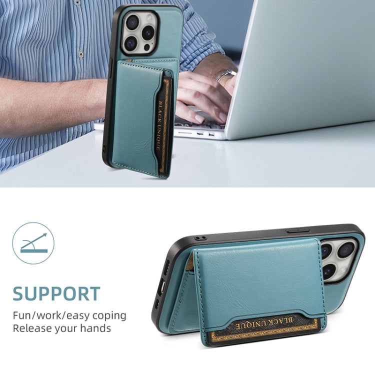 For iPhone 16 Pro Denior Cowhide Texture Leather MagSafe Detachable Wallet Phone Case(Blue) - free shipping - PMC TechLife - Order now!