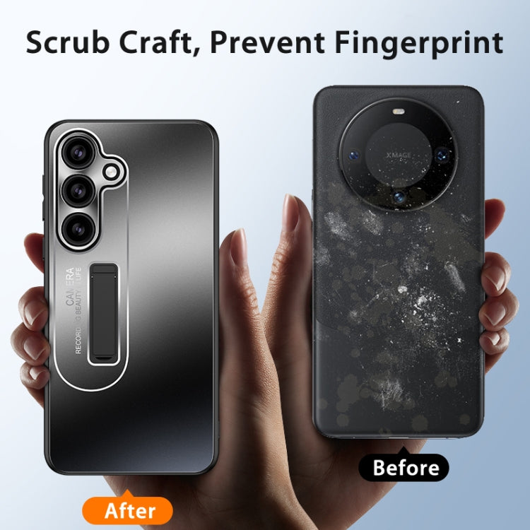 For Samsung Galaxy S24 Ultra 5G Frosted Metal Hybrid TPU Holder Phone Case(Blue) - Galaxy S24 Ultra 5G Cases by PMC TechLife | Online Shopping South Africa | PMC TechLife