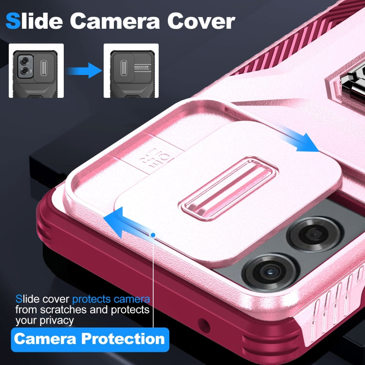 For Motorola Moto G Stylus 2024 Sliding Camshield Holder Phone Case(Pink + Rose Red) - Motorola Cases by PMC Jewellery | Online Shopping South Africa | PMC Jewellery | Buy Now Pay Later Mobicred