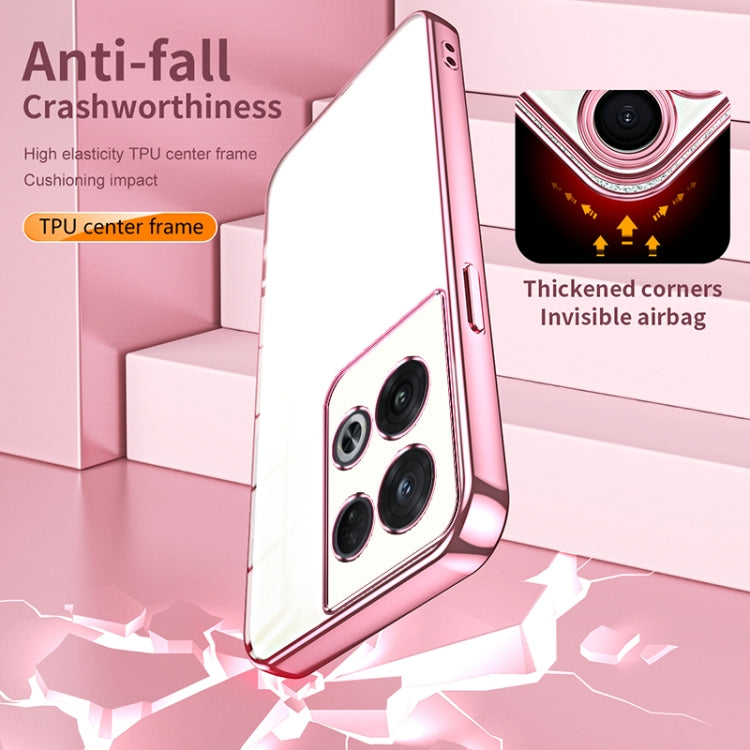 For OPPO Reno8 Pro Transparent Plating Fine Hole Phone Case(Pink) - OPPO Cases by PMC TechLife | Online Shopping South Africa | PMC TechLife | Buy Now Pay Later Mobicred