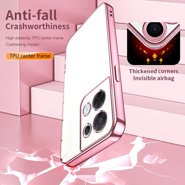 For OPPO Reno8 Transparent Plating Fine Hole Phone Case(Pink) - OPPO Cases by PMC TechLife | Online Shopping South Africa | PMC TechLife | Buy Now Pay Later Mobicred