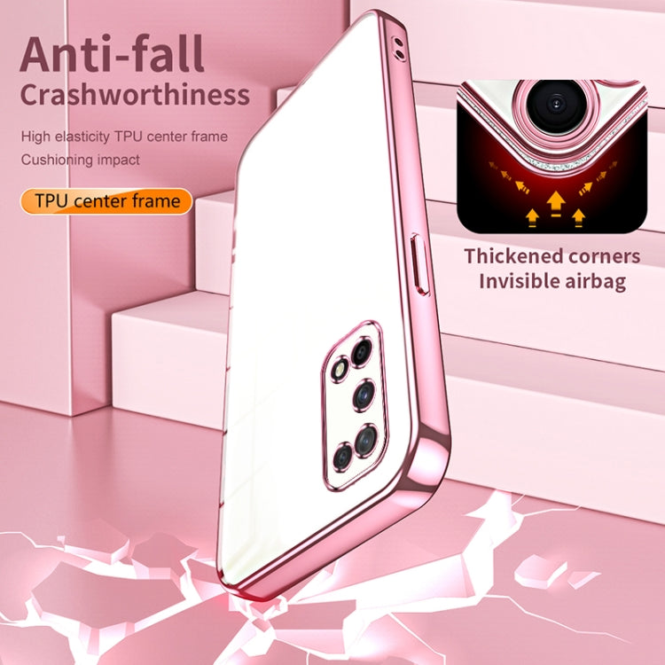 For OPPO K7x / Realme V5 5G Transparent Plating Fine Hole Phone Case(Pink) - OPPO Cases by PMC TechLife | Online Shopping South Africa | PMC TechLife | Buy Now Pay Later Mobicred