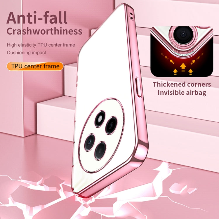 For OPPO A3 Pro Transparent Plating Fine Hole Phone Case(Pink) - OPPO Cases by PMC TechLife | Online Shopping South Africa | PMC TechLife | Buy Now Pay Later Mobicred