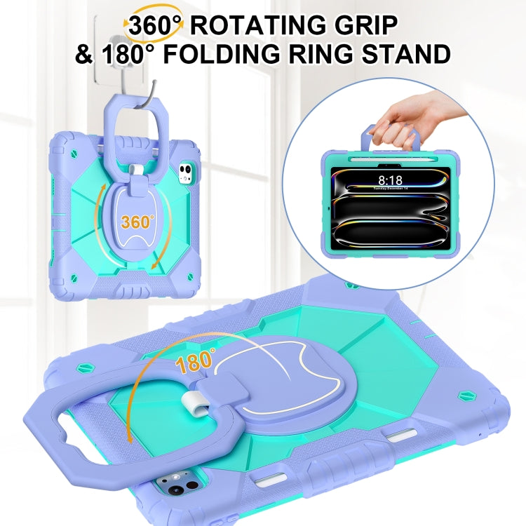 For iPad Pro 11 2024 Contrast Color Robot Silicone Hybrid PC Tablet Case(Purple Mint Green) - iPad Pro 11 2024 Cases by PMC TechLife | Online Shopping South Africa | PMC TechLife | Buy Now Pay Later Mobicred