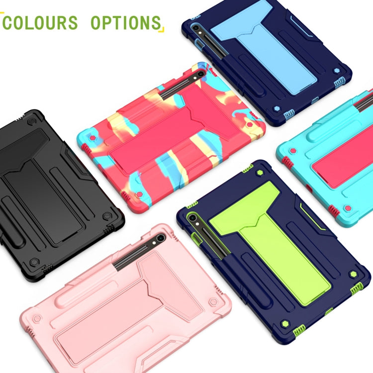 For Samsung Galaxy Tab S9 FE / S9 T Holder Robot Silicone Hybrid PC Tablet Case(Camouflage Rose Red) - Galaxy Tab S9 Cases by PMC TechLife | Online Shopping South Africa | PMC TechLife
