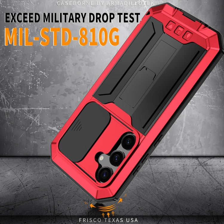 For Samsung Galaxy S24+ 5G R-JUST Sliding Camera Life Waterproof Holder Phone Case(Red) - free shipping - PMC TechLife - Order now!