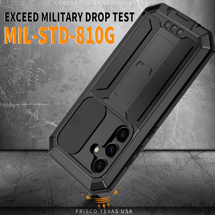 For Samsung Galaxy S24 5G R-JUST Sliding Camera Life Waterproof Holder Phone Case(Black) - free shipping - PMC TechLife - Order now!