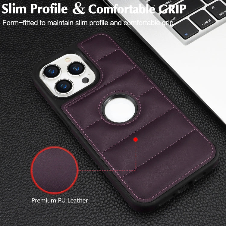 For iPhone 15 Pro Max Piano Key Hollow Cutout PU Phone Case(Dark Purple) - iPhone 15 Pro Max Cases by PMC TechLife | Online Shopping South Africa | PMC TechLife | Buy Now Pay Later Mobicred