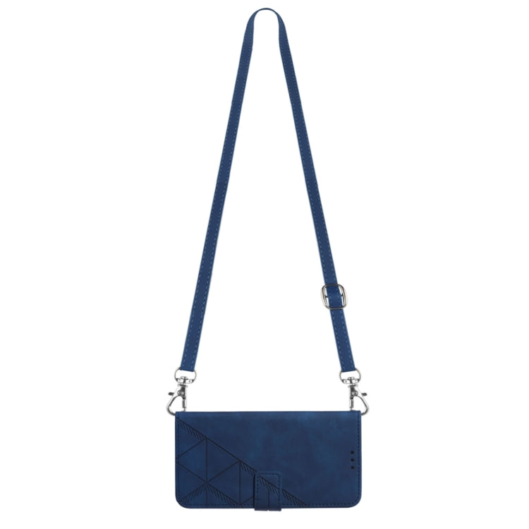 For Motorola Moto G Play 4G 2024 Crossbody 3D Embossed Flip Leather Phone Case(Blue) - Motorola Cases by PMC Jewellery | Online Shopping South Africa | PMC Jewellery | Buy Now Pay Later Mobicred