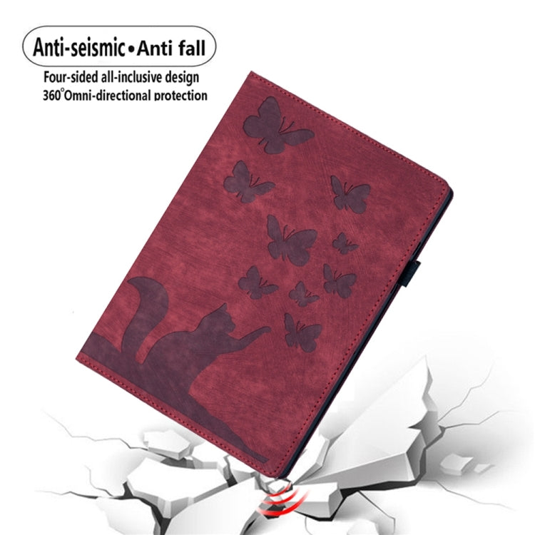 For iPad Air 13 2024 / Air 13 2025 Butterfly Cat Embossing Leather Tablet Case(Red) - iPad Pro 12.9 (2022/2021) Cases by PMC TechLife | Online Shopping South Africa | PMC TechLife | Buy Now Pay Later Mobicred