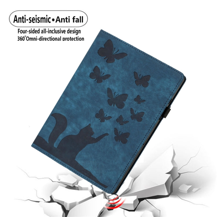 For iPad Air 11 2024 / Air 11 2025 Butterfly Cat Embossing Leather Tablet Case(Dark Blue) - iPad Air 11 2025 / 2024 Cases by PMC TechLife | Online Shopping South Africa | PMC TechLife | Buy Now Pay Later Mobicred