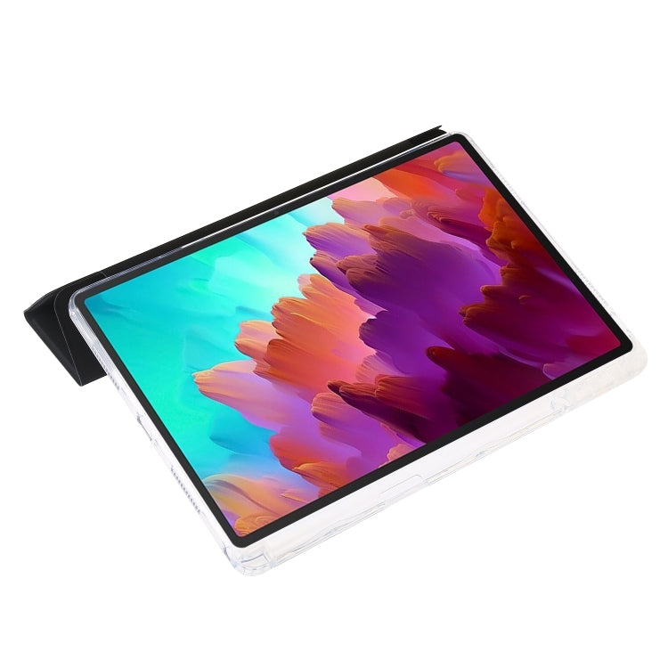 For Lenovo Tab M11 /Xiaoxin Pad 11 2024 Clear Acrylic 3-Fold Leather Tablet Case(Black) - Lenovo by PMC Jewellery | Online Shopping South Africa | PMC Jewellery | Buy Now Pay Later Mobicred