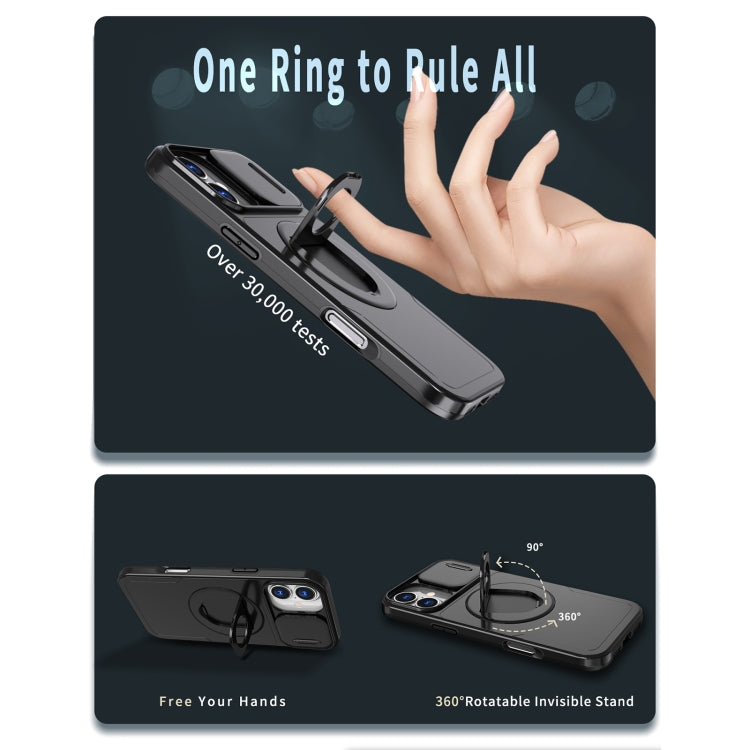 For iPhone 16 Camshield MagSafe Ring Holder Armor Phone Case(Black) - iPhone 16 Cases by PMC TechLife | Online Shopping South Africa | PMC TechLife | Buy Now Pay Later Mobicred