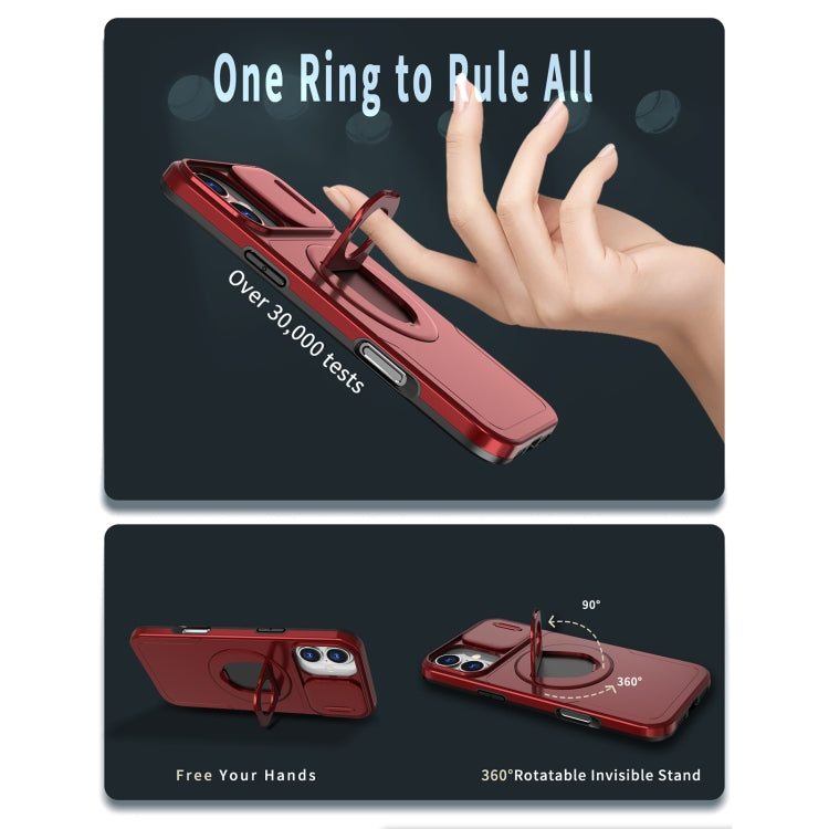 For iPhone 16 Camshield MagSafe Ring Holder Armor Phone Case(Red) - iPhone 16 Cases by PMC TechLife | Online Shopping South Africa | PMC TechLife | Buy Now Pay Later Mobicred