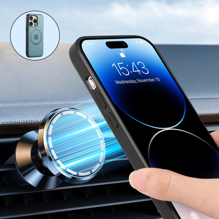 For iPhone 16 Pro Max Denior Cowhide Texture Leather MagSafe Phone Case(Blue) - free shipping - PMC TechLife - Order now!