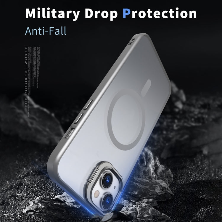 For iPhone 12 Metal Invisible Camera Holder MagSafe Magnetic Phone Case(Grey) - iPhone 12 / 12 Pro Cases by PMC TechLife | Online Shopping South Africa | PMC TechLife