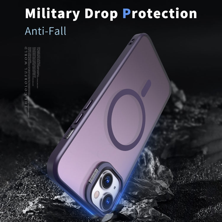 For iPhone 12 Metal Invisible Camera Holder MagSafe Magnetic Phone Case(Purple) - iPhone 12 / 12 Pro Cases by PMC TechLife | Online Shopping South Africa | PMC TechLife