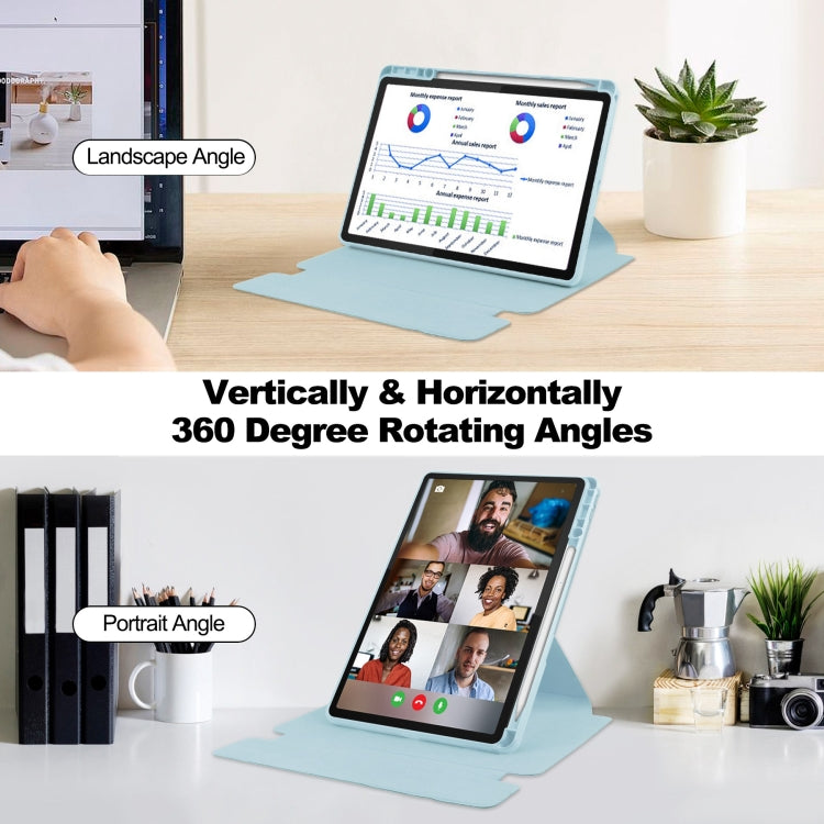 For Lenovo Tab M11/Xiaoxin Pad 11 2024 360 Rotation Transparent Smart Leather Case with Keyboard(Sky Blue) - free shipping - PMC Jewellery - Order now!