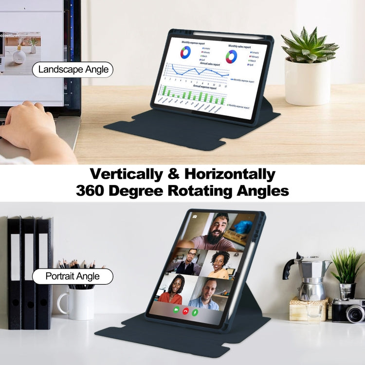 For Lenovo Tab M11/Xiaoxin Pad 11 2024 360 Rotation Transparent Smart Leather Case with Keyboard(Dark Blue) - free shipping - PMC Jewellery - Order now!