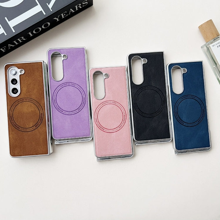 For Samsung Galaxy Z Fold5 Skin Feel Leather Texture MagSafe Pearlescent Paint Shockproof Phone Case(Black) - free shipping - PMC TechLife - Order now!