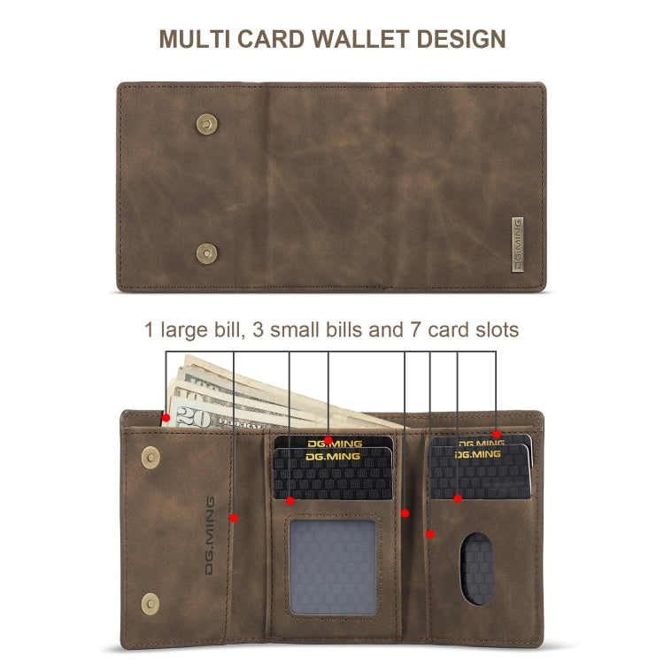 For OnePlus 12 DG.MING M1 Series 3-Fold Multi Card Wallet + Magnetic Phone Case(Coffee) - OnePlus Cases by DG.MING | Online Shopping South Africa | PMC TechLife | Buy Now Pay Later Mobicred