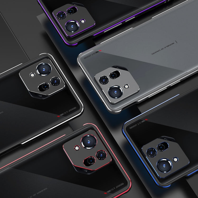For ASUS ROG Phone 8 Lens Protector + Metal Frame Phone Case(Black Blue) - ASUS Cases by PMC TechLife | Online Shopping South Africa | PMC TechLife | Buy Now Pay Later Mobicred