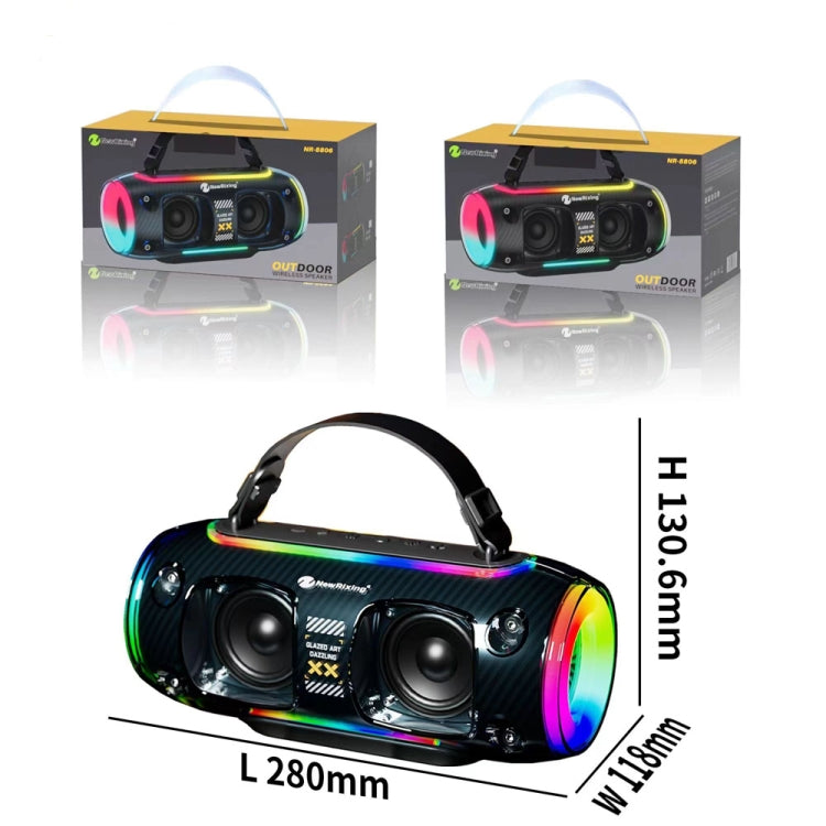 New Rixing NR8806 Portable Outdoor Wireless Bluetooth Speaker RGB Colorful Subwoofer, Style:Single Mic(Black) - free shipping - PMC Jewellery - Order now!
