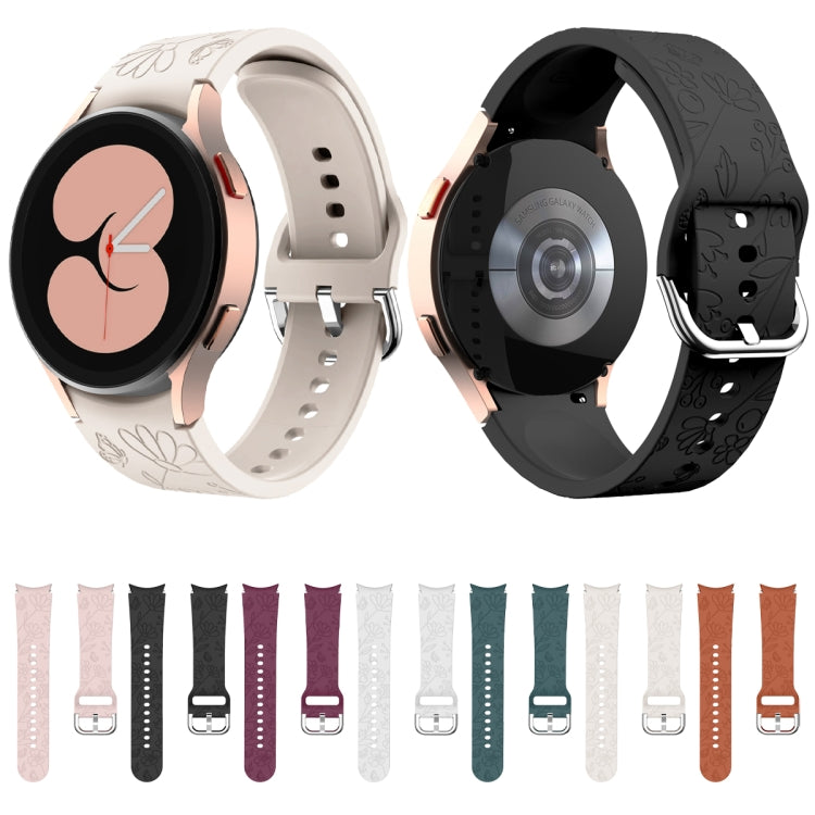 For Samsung Galaxy Watch 6 Butterfly Flower Embossed Silicone Watch Band(Starlight Color) - Watch Bands by PMC TechLife | Online Shopping South Africa | PMC TechLife