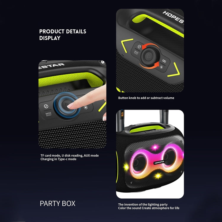 HOPESTAR Party Box 120W Karaoke Bluetooth Speaker with 2 Microphones(Black) - free shipping - PMC Jewellery - Order now!