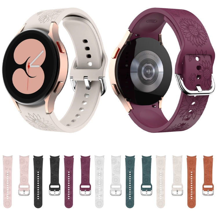 For Samsung Galaxy Watch 6 Sunflower Pattern Embossed Silicone Watch Band(Starlight Color) - Watch Bands by PMC TechLife | Online Shopping South Africa | PMC TechLife