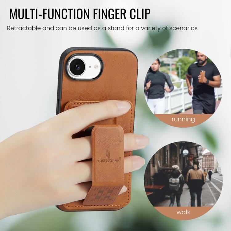 For iPhone 16e Fierre Shann Oil Wax Cow Leather Card Holder Back Phone Case(Brown) - free shipping - PMc TechLife - Order now!