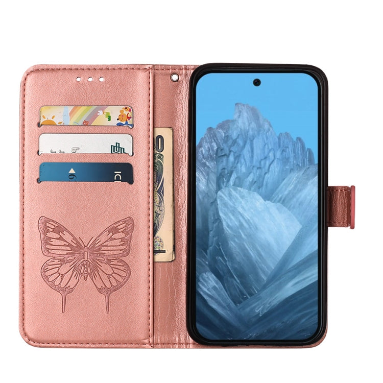 For Google Pixel 9 Embossed Butterfly Leather Phone Case(Rose Gold) - Google Cases by PMC TechLife | Online Shopping South Africa | PMC TechLife | Buy Now Pay Later Mobicred