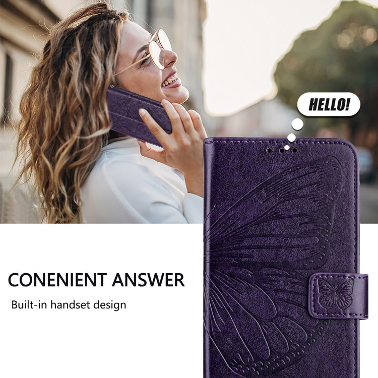 For Google Pixel 9 Pro XL Embossed Butterfly Leather Phone Case(Dark Purple) - Google Cases by PMC TechLife | Online Shopping South Africa | PMC TechLife | Buy Now Pay Later Mobicred