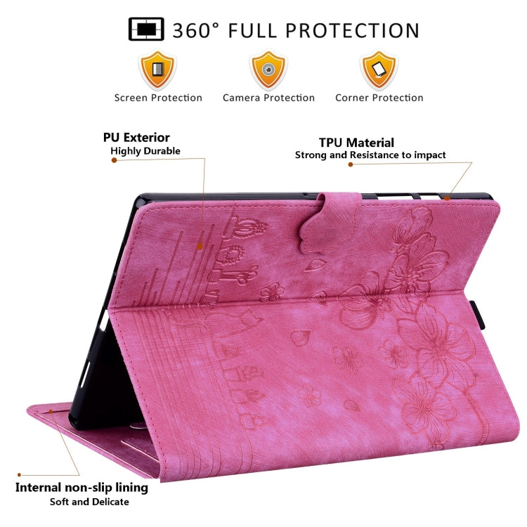For Honor Pad X8a Cartoon Sakura Cat Embossed Leather Tablet Case(Rose Red) - Honor by PMC TechLife | Online Shopping South Africa | PMC TechLife | Buy Now Pay Later Mobicred