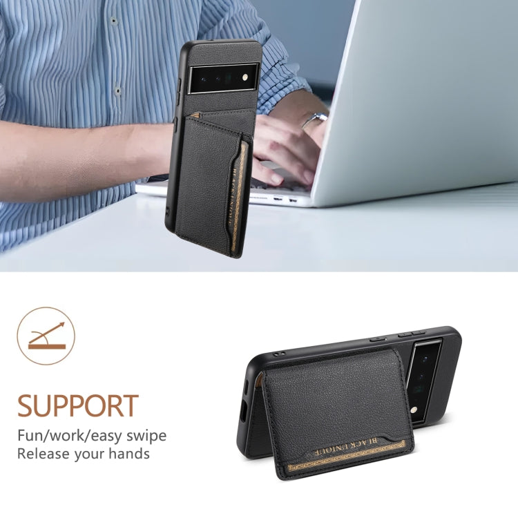 For Google Pixel 6 Pro Calf Texture Card Bag Design Full Coverage Phone Case(Black) - Google Cases by PMC TechLife | Online Shopping South Africa | PMC TechLife | Buy Now Pay Later Mobicred