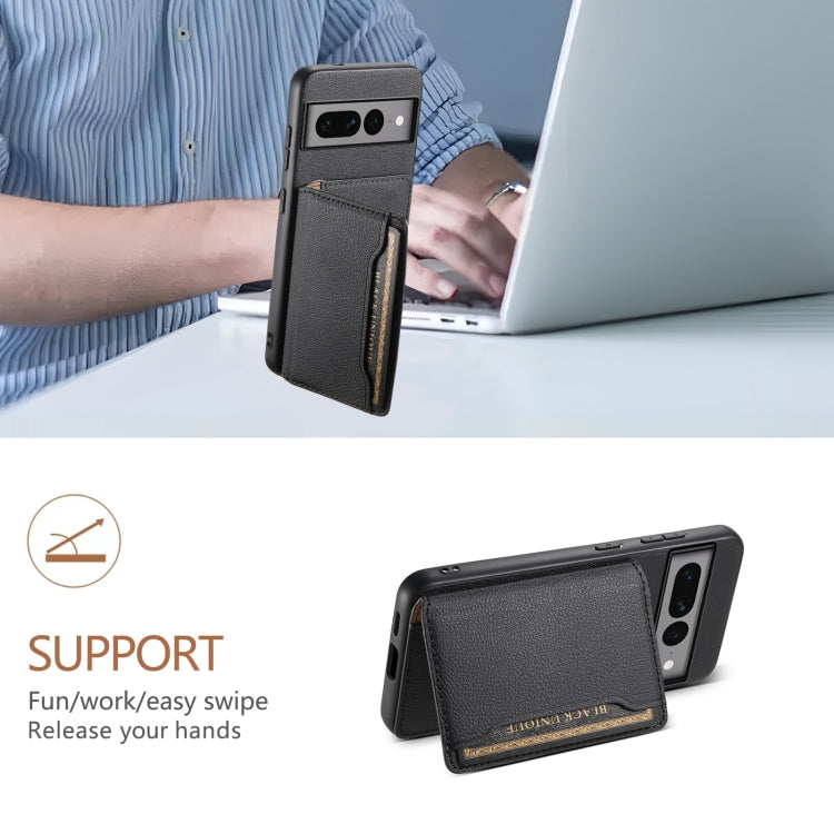 For Google Pixel 7 Pro 5G Calf Texture Card Bag Design Full Coverage Phone Case(Black) - Google Cases by PMC TechLife | Online Shopping South Africa | PMC TechLife | Buy Now Pay Later Mobicred