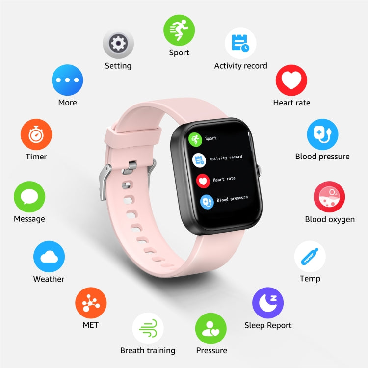 GTS5 2.0 inch Fitness Health Smart Watch, BT Call / Heart Rate / Blood Pressure / MET / Blood Glucose(Pink) - Smart Wristbands by PMC TechLife | Online Shopping South Africa | PMC TechLife
