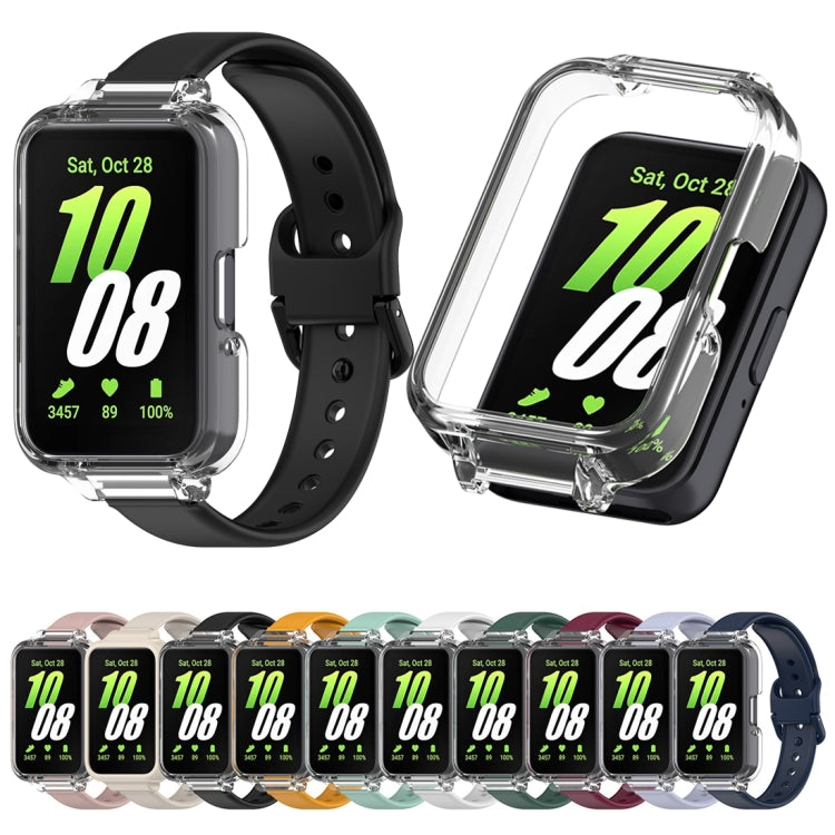 For Samsung Galaxy Fit 3 Half Coverage PC Watch Case + Silicone Watch Band Set(Black) - Watch Bands by PMC TechLife | Online Shopping South Africa | PMC TechLife