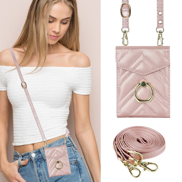 For Motorola Razr 40 V-shaped RFID Card Slot Phone Case with Ring Holder(Rose Gold) - Motorola Cases by PMC TechLife | Online Shopping South Africa | PMC TechLife | Buy Now Pay Later Mobicred